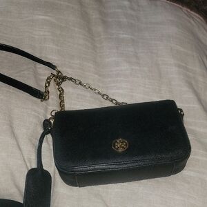 Tory Burch Black Crossbody Bag with Gold Chain